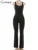 Backless Jumpsuits Concise Stripe Patchwork Sleeveless Stretch Skinny Overalls Female Active One Piece Wear