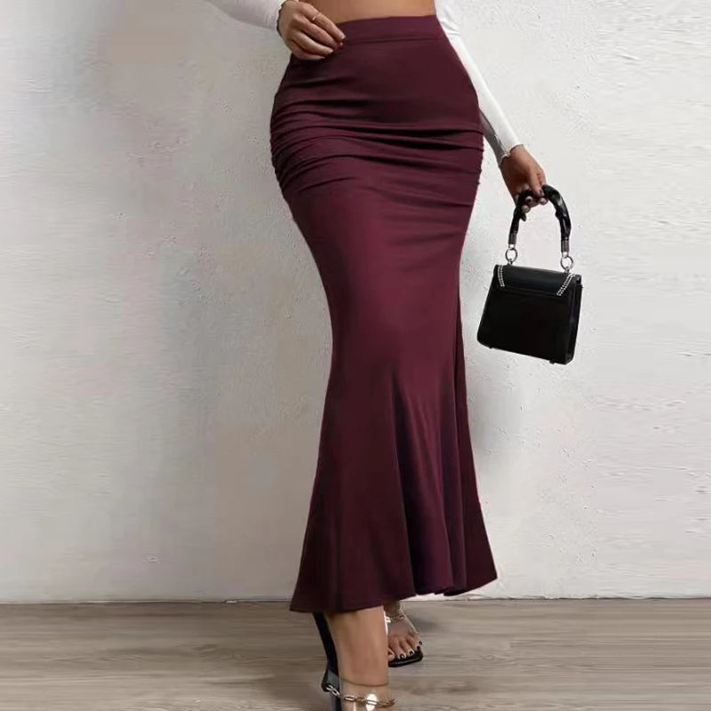Commuter Lady Slim Fit Mermaid Skirts Spring High Waist Bodycon Long Skirt Autumn Fashionable Wrap Hips Skirt