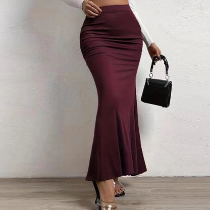 Commuter Lady Slim Fit Mermaid Skirts Spring High Waist Bodycon Long Skirt Autumn Fashionable Wrap Hips Skirt