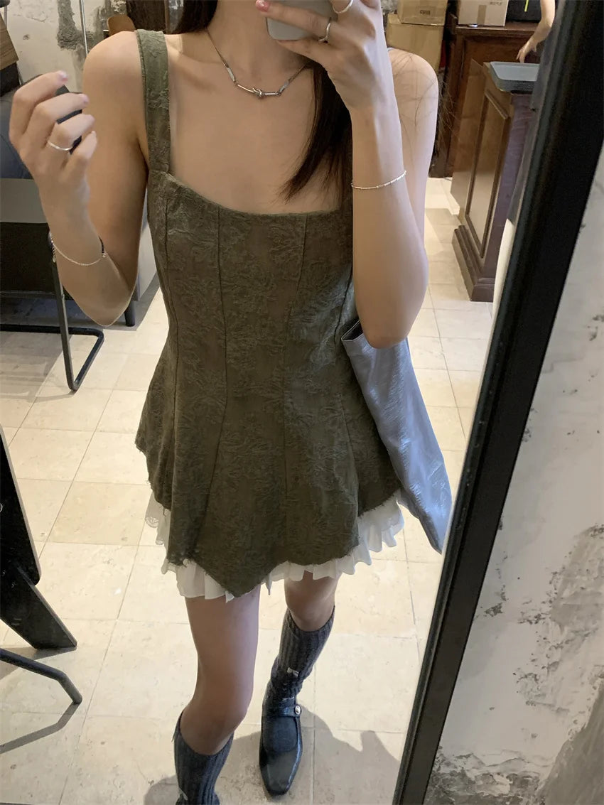 High Street Cake Mini Skirts Close Waist Summer New Slim Daily Outwear Tank Tops
