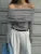 Sweater Knit Pullover Backless Slim Bandeau Cropped Top Off-shoulder Autumn Knitwear Top
