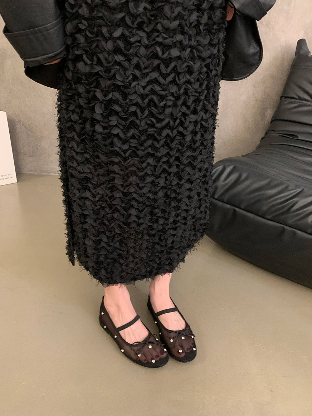 Flat Shoes Mesh Mary Jane Shoes Soft Sole Outdoor Dress Ballerinas