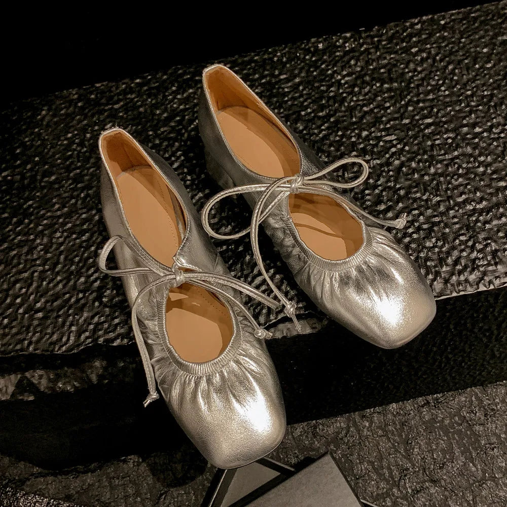 Mature Pumps Laceup Thick Heels Shoes Woman Spring Summer Office Lady Working Genuine Leather Pumps