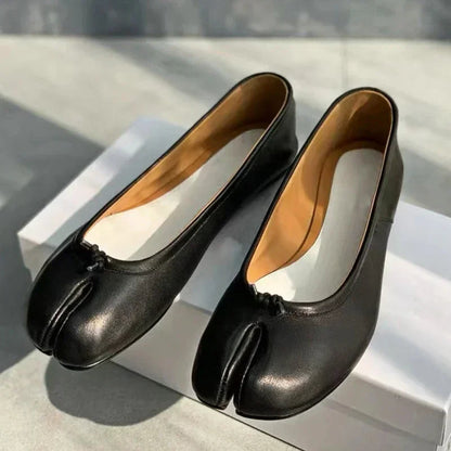New Soft Leather Split Toe Design Mules Flats Shoes Cozy Lightweight Soft Sole Loafers Mary Jane Pumps Ballet Shoe