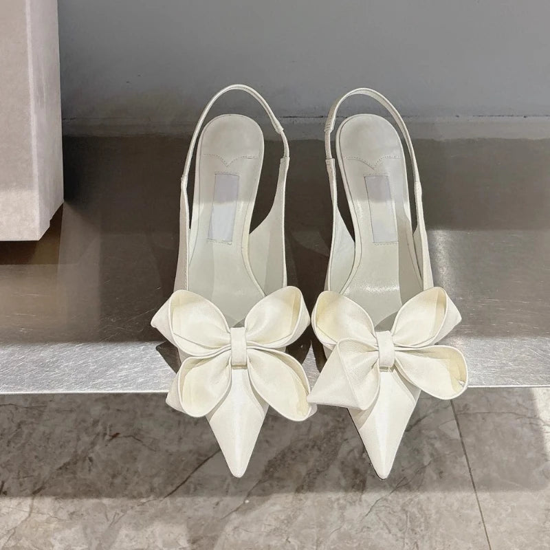 Spring Summer New High Heel Bow Pointed Toe Stiletto Sandals Shoes