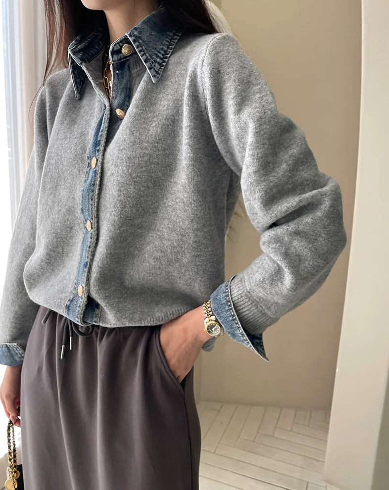 Sirena Denim Contrast Cardigan