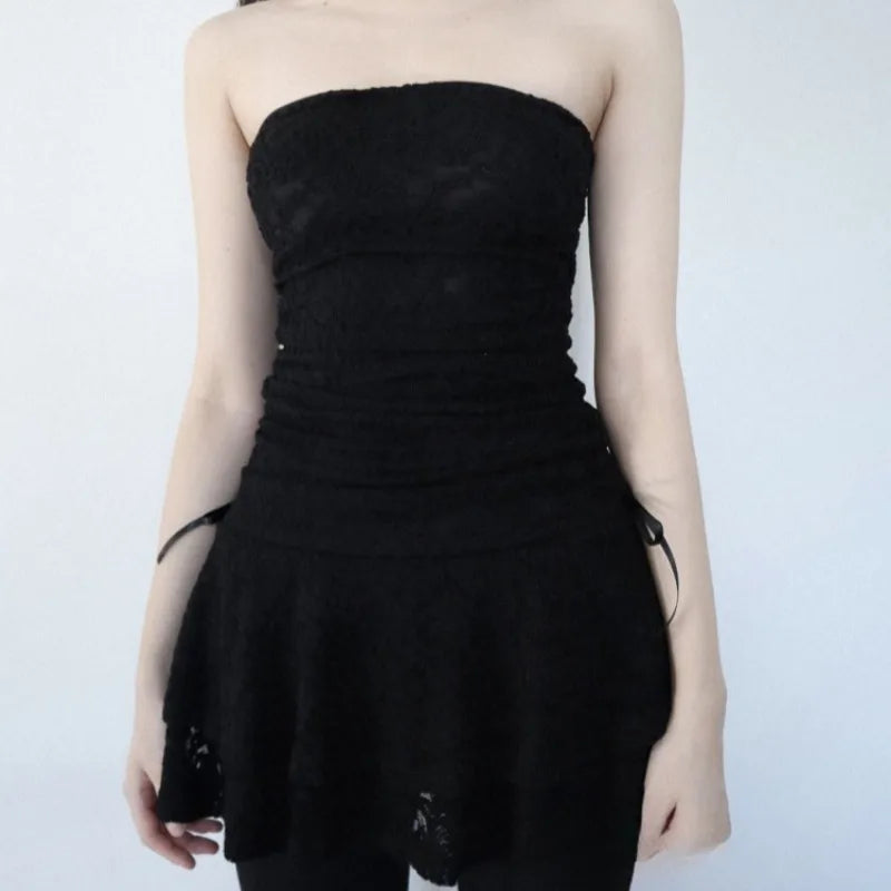 Y2k Clothes Lace Dresses Spring Summer Mini Dress Korean Off Shoulder Vestidos