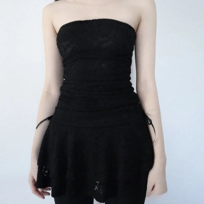 Y2k Clothes Lace Dresses Spring Summer Mini Dress Korean Off Shoulder Vestidos