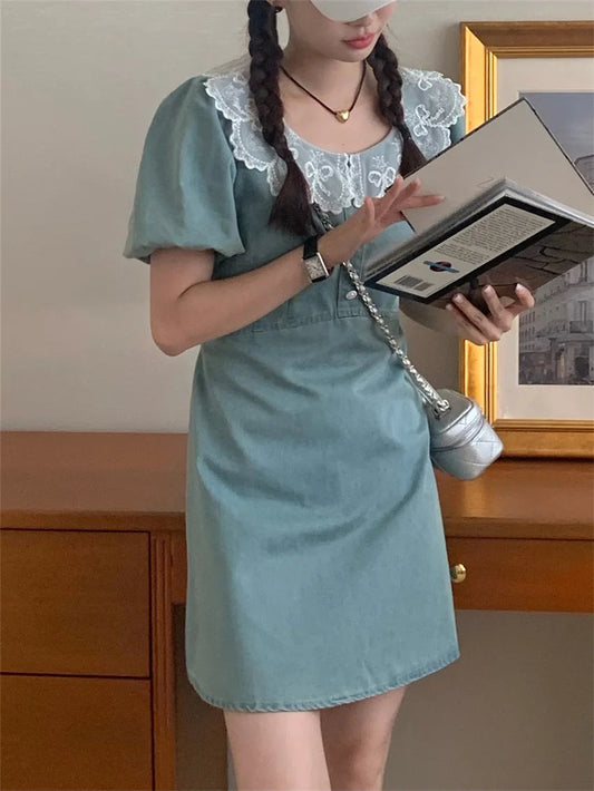 Princess Gentle Maxi Dress Slimfit Summer Short Sleeve Sweet Office Lady All Match Daily