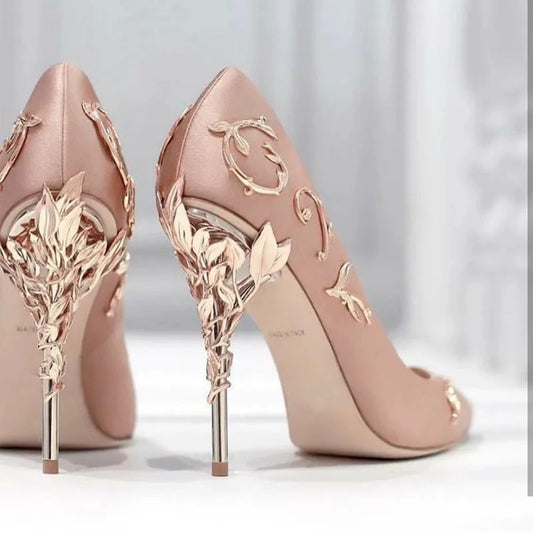 Metallic Accessories Ultrahigh Pointedtoe Pumps Satin Nightclub Shoes Catwalk Stiletto Shaped Heel Wedding Heels