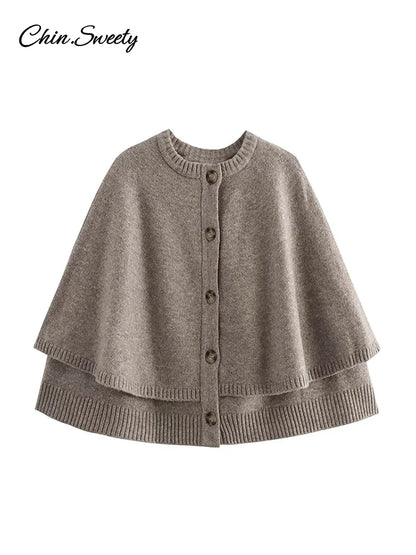 Autumn Shawl Style Short Sweater Cardigan Loose Single-breasted Simple Knitwear Top Lady Causal Pullover