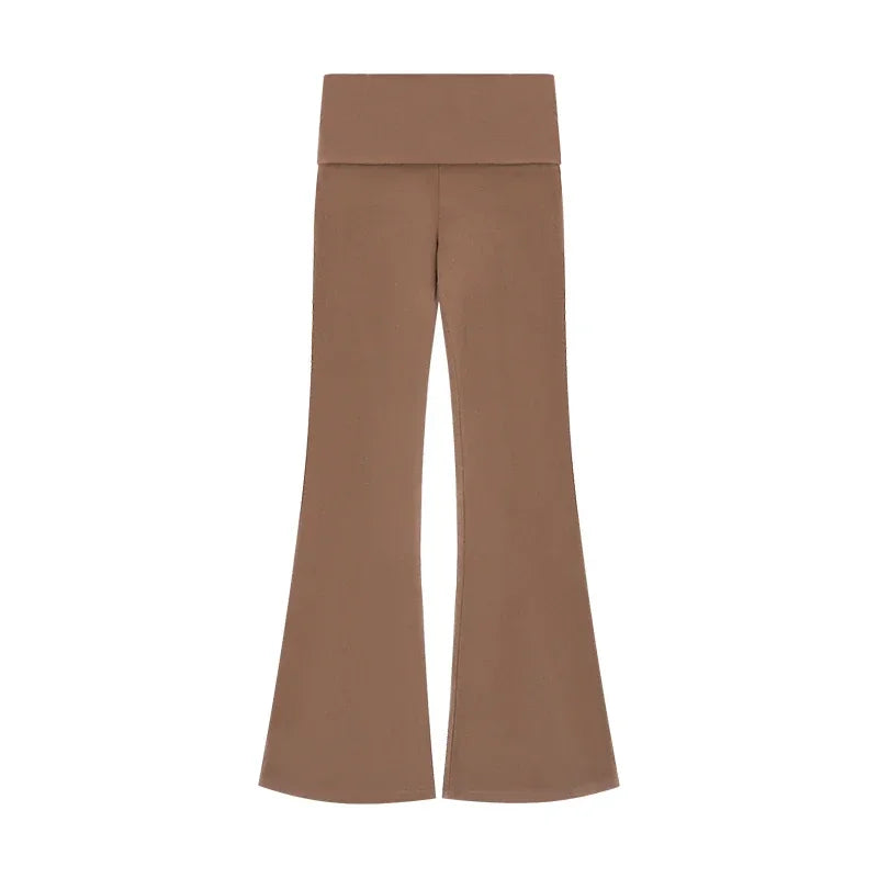 Korean Retro Splicing Color Allmatch Pants Autumn New Fake Twopiece Low Waist Slim Wide Leg Pants