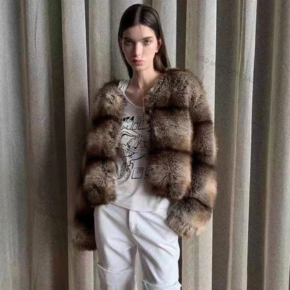 Winter Warm Fluffy Faux Fur Coat Softly Warm Furry Fox Fur Outerwear Jacket Brand Overcoats