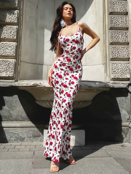 New Sleeveless Bodycon Dresses High Street Woman Clothes Spaghetti Strap Slim Vacation Party Long Dress