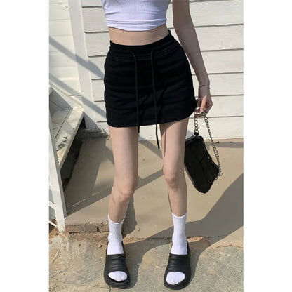Lace Up High Waisted Mini Skirts Summer Street Bottoms Clubwear Bodycon Skirt