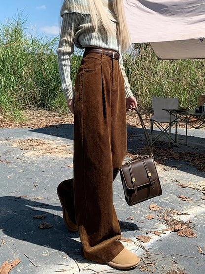 High Waist Female Trousers Pocket Loose Wide Leg High Street Y2k Pants Autumn Pants New