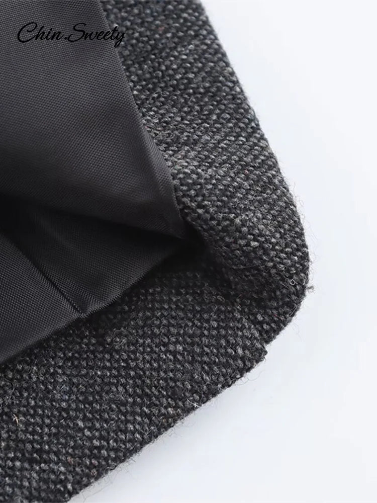 Single-breasted Blazer Coat Spring Long Lantern Sleeve Suit Jacket Female Office Lady Outerwear