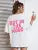 Not in the Mood Pink Letter Print T-shirts Summer Cotton Clothing O-neck Oversized Short Sleeve Breathable Tshirt
