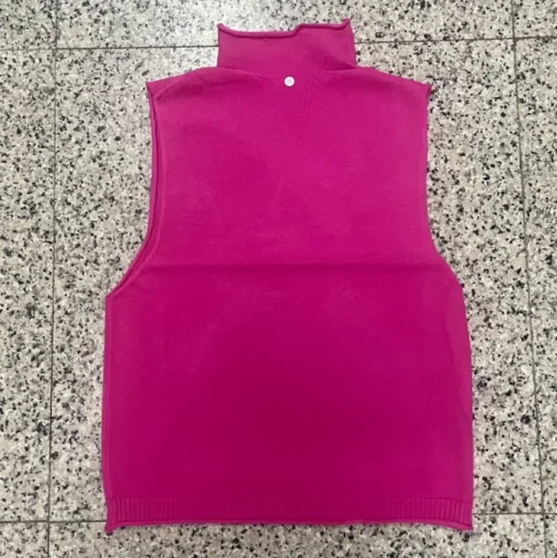 Spring and Autumn ’s Turtleneck Knitted Sweater Sleeveless Pullover Vest Loose Versatile Western Style Top