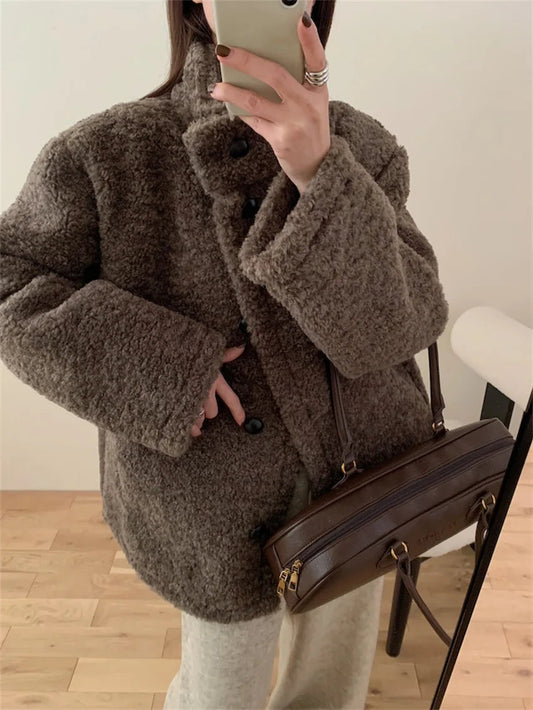 Loose Coats Winter Office Lady High Street Minimalist New All Match Soft Daily