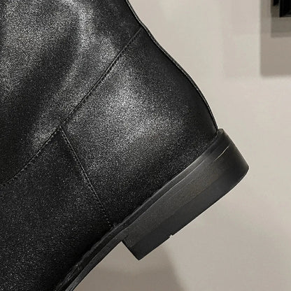 Genuine Leather Slipon Flats Autumn Knee High Knight Boots Female Long Winter Shoes for New