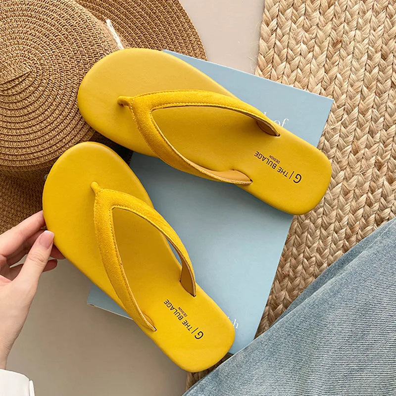 Summer Candy Color Slipper Slip on Flip Flop Shoes Soft Flat Heel Outdoor Beach Slide New Woman