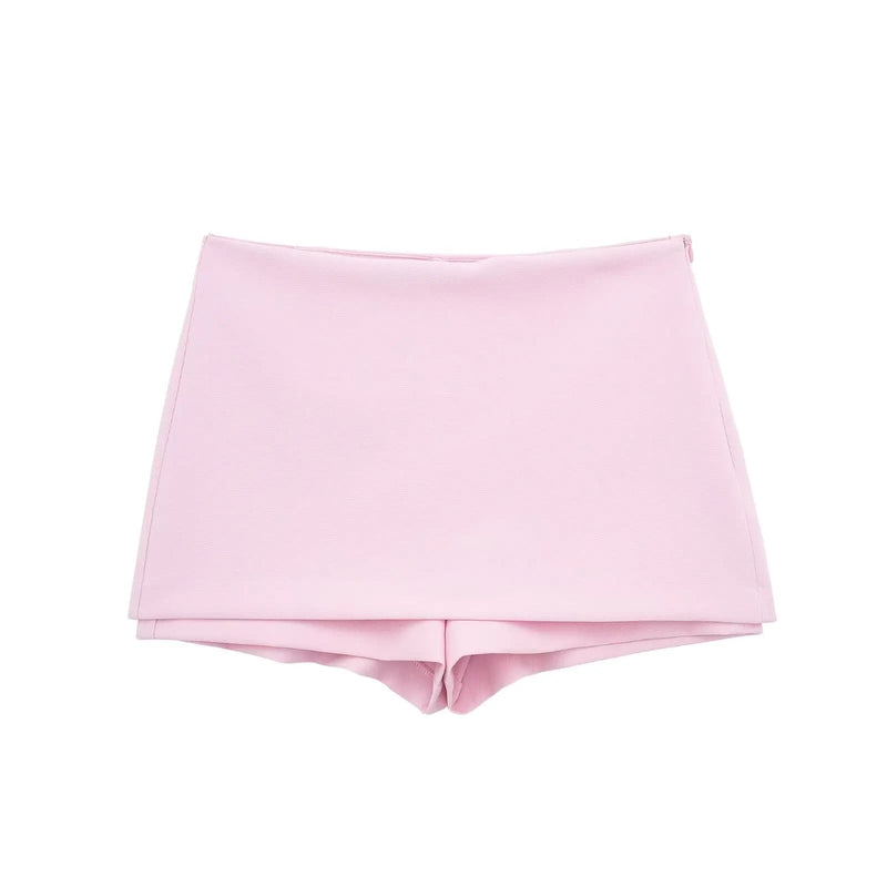 2 Piece Set Halter Tank Tops Sleeveless Slim Cropped Top Female High Waist Mini Skirts Shorts