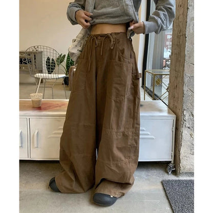 Y2k 2000s Cargo Jeans Oversized Wide Leg Denim Pants Harajuku Korean High Waist Baggy Straight Trousers