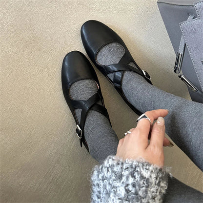 Shoes Loafers for Genuine Leather Flats Sole Buckles Spring New Flats Shoes Leopard Silver