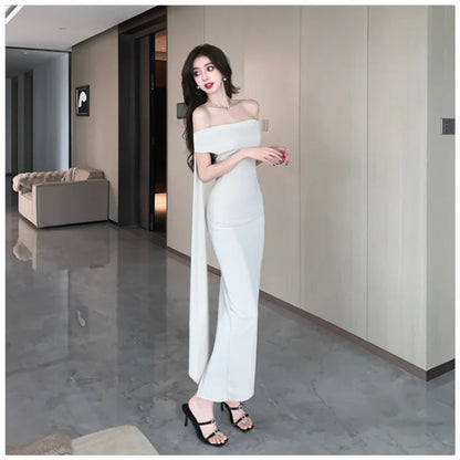 Summer New Strapless Sleeveless Bodycon Long Dresses Slim Split Backless Package Hip Dress Vestidos
