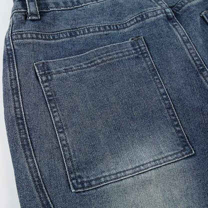 Y2k Low Waisted Washed Flare Jeans Korean Blue Slim Fit Denim Pants Lady Boot Cut Trousers