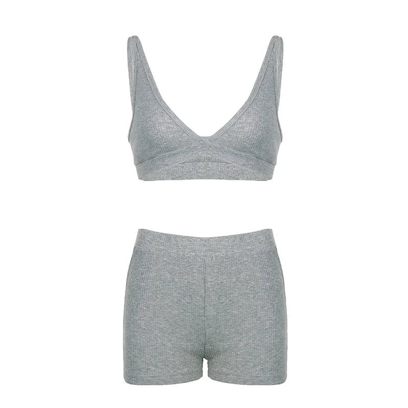 Sporty Style 3 Piece Set Cotton Halter + Cotton Short +cotton Hoodies ��s Causal Simple Knitter Suits Classical