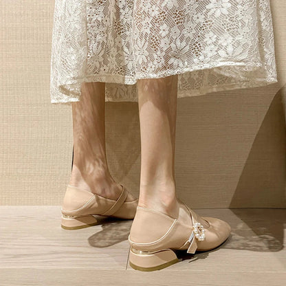Kawaii Mary Jane Shoes for White Summer Footwear Gothic Square Heels Low Heel Popular E Young 39