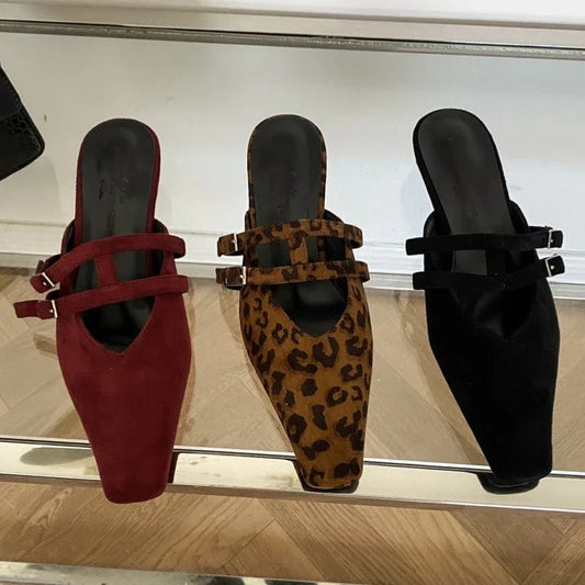 Narrow Band Slippers Woman Shallow Flat Slide New Brand Low Heel Slingback Sandals Pantuflas Mujer