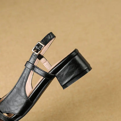 Design Sandals Square Toe Block Heels 3.5cm Back Buckle Strap Big Size 43 Dating Shoes 31 32