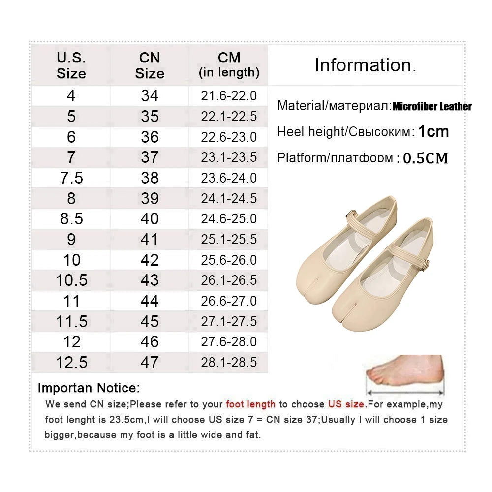 New Split Toe Tabi Shoes Buckle Mary Janes Shoes Flats Chaussure Femme Leisure Shoes Zapatos De Mujer