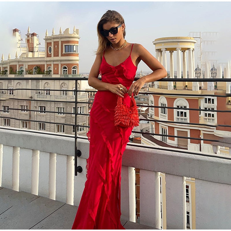 Deep V Neck Maxi Dress
