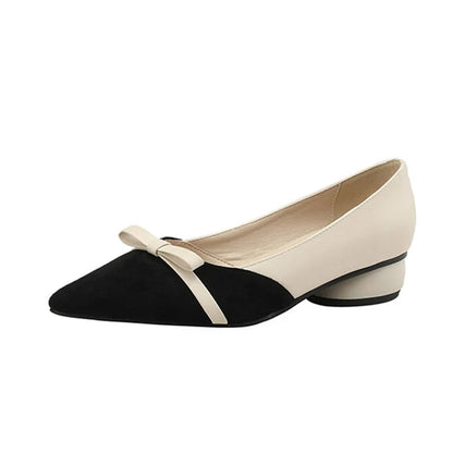 3347 Bow Flat Shoes Pointed Color Matching Large Size Shoes Flat Shoes