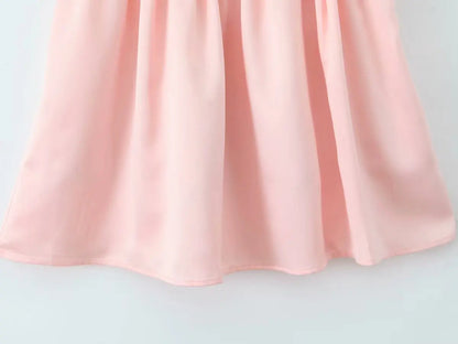 Pleated Design Tie-up Sleeveless Summer Dresses Color Slim Fit Mini Dress Simple Party Dress
