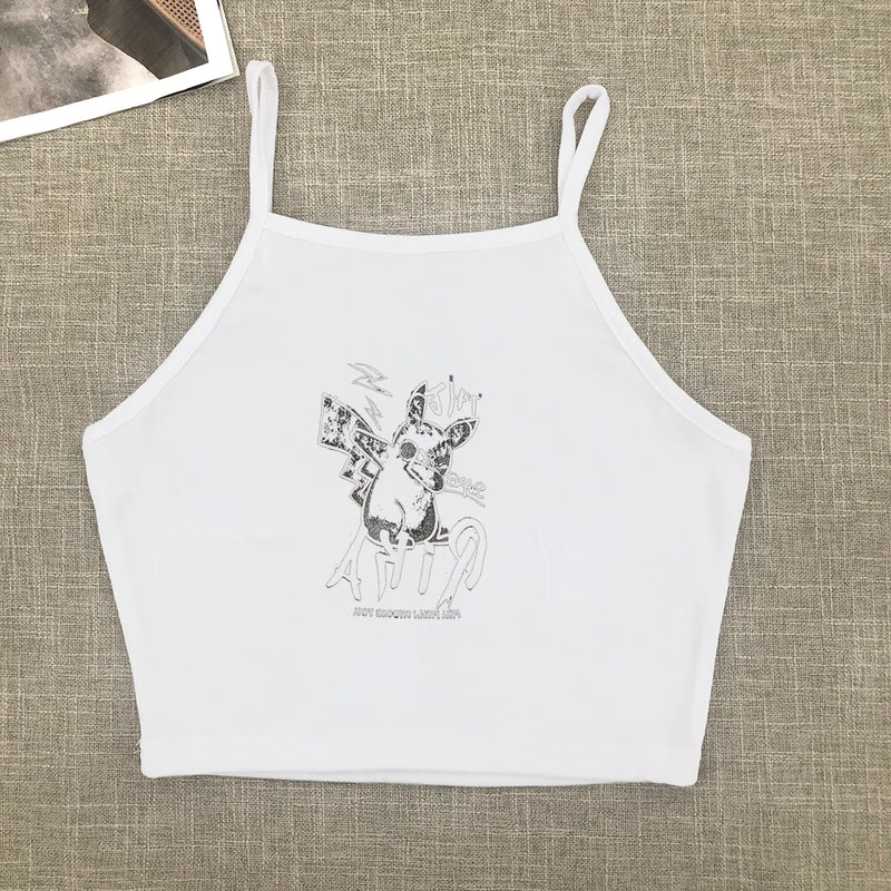 Sweet and Spicy New Printed Short-sleeved Short T-shirt Summer Spice Slimming Everything With Shoulder Clothes