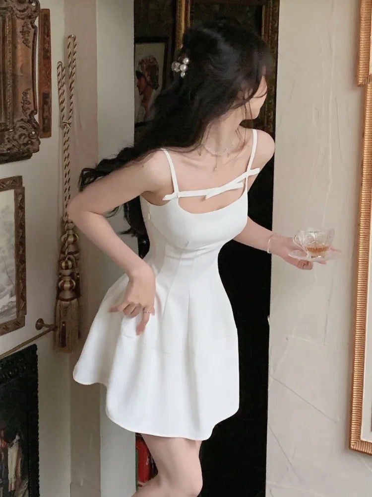 Evening Party Y2k Mini Dresses New Summer Spaghetti Strap One Piece Midi Dress Korean White Clothes Mujer