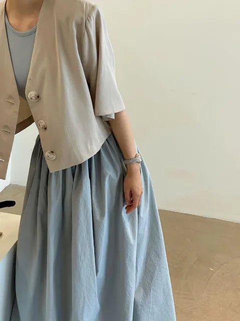 Long Dress Summer Sleeveless Korean Dresses a Line Long Robe Vestidos