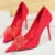 Shoes Rhinestone Pumps Bowknot High Heels Gemstone Banquet Shoes Stilettos Heels 9 Cm Shoes