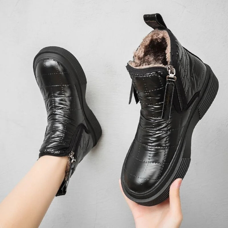 Waterproof Booties Snow Boots Boot Short Barrel Flat Shoes for Hot Silver Warm Low Shoe Winter Elastic Furry