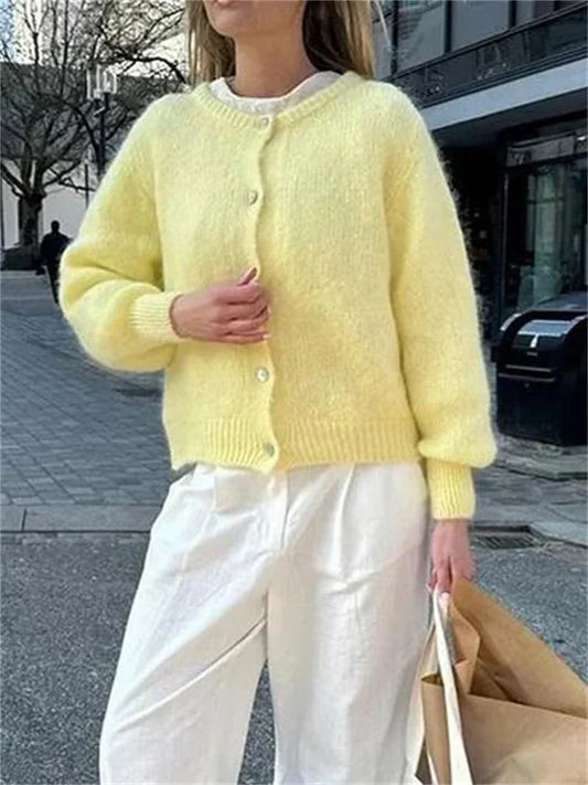Loose Sweater Cardigan Coat for Long Sleeve Cropped Autumn Clothes Top Knitwear ’s Outwear