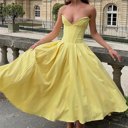 Multi Color Slim Long Dresses V Neck Wrap Chest Waist Party Dress Hollow Off Shoulder Pleated Dress