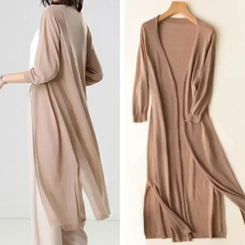 New Spring Summer Sun Protection Clothing Long Cardigan Female Knitted Sweater Coat Jacket Shawl Outerwear