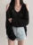 Korean Dongdaemun Off Shoulder Long Sleeve Sweater V-neck Oversize Pullover Youth Knitwear