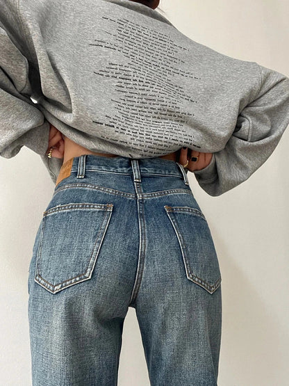 Woman Aesthetics Jeans Denim American Style 90s Gyaru Pants High Street Tide Allmatch Preppy Style Cozy Straight Leg