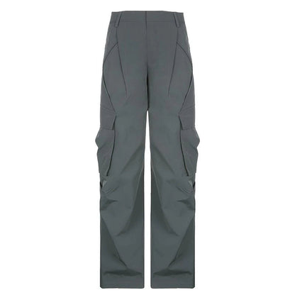 Y2k Pockets Cargo Pants Harajuku Low Rise Baggy Straight Pants Loose American Retro Trousers Aesthetic
